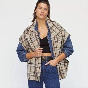 Anthropologie  Andersen & Lauth plaid Tweed Capelet Vest One Size